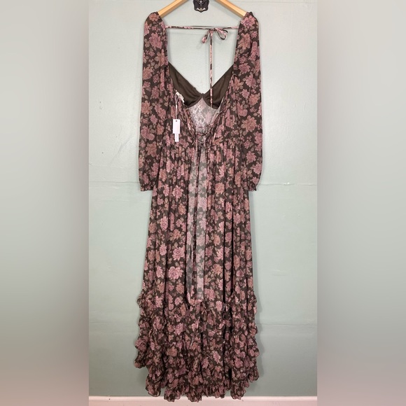 V Chapman Carmella Dress‎ In Chocolate Peony Floral Maxi Gown Corset Size 10 - Picture 5 of 11